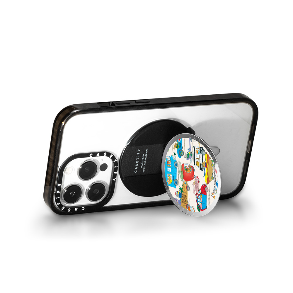 Richard_Scarry x CASETiFY Snappy グリップスタンド シルバー Snappy ミラー グリップスタンド MagSafe対応 Things That Go Snappy Grip Stand