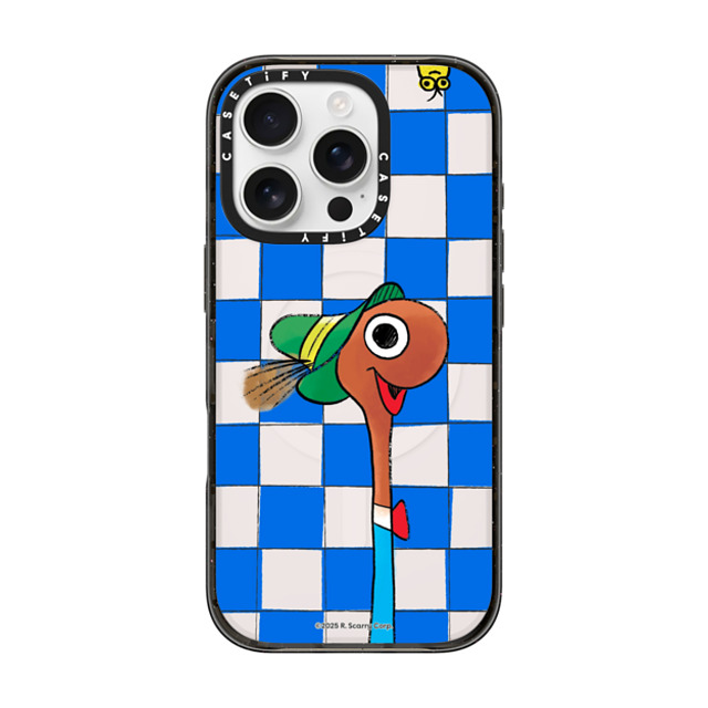 Richard_Scarry x CASETiFY iPhone 16 Pro ケース ブラック インパクトケース MagSafe対応 Lowly The Worm Checker Phone Case