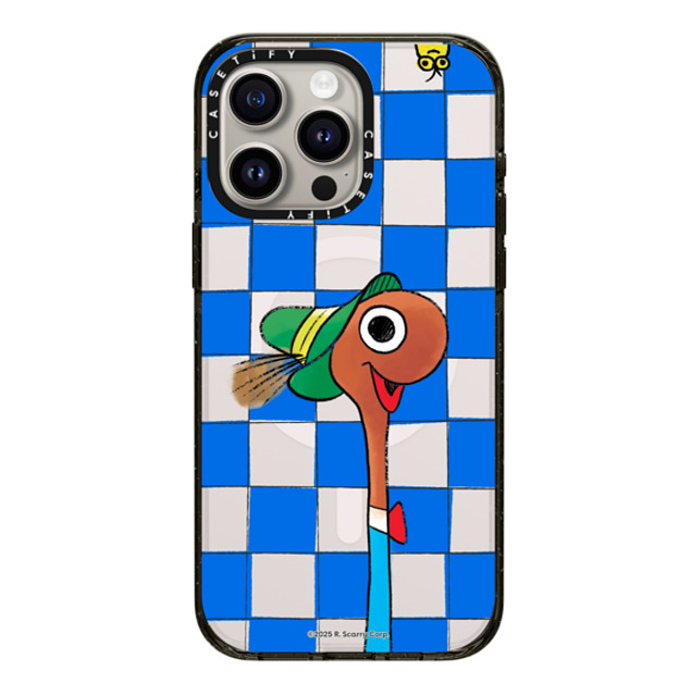 Richard_Scarry x CASETiFY iPhone 15 Pro Max ケース ブラック インパクトケース MagSafe対応 Lowly The Worm Checker Phone Case