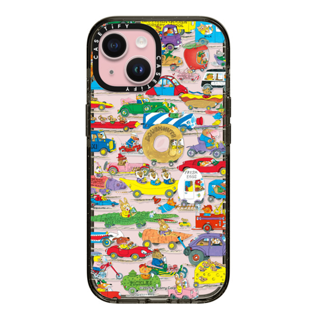 Richard_Scarry x CASETiFY iPhone 15 ケース ブラック インパクトケース Things That Go Pattern Phone Case