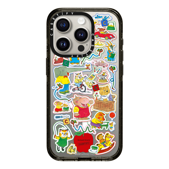 Richard_Scarry x CASETiFY iPhone 15 Pro ケース ブラック インパクトケース MagSafe対応 Richard Scarry Busy World Sticker Phone Case