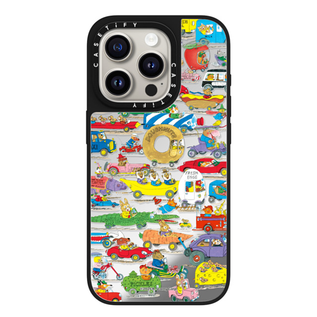Richard_Scarry x CASETiFY iPhone 15 Pro Case Silver on Black ミラーケース MagSafe対応 Things That Go Pattern Phone Case Richard_Scarry x CASETiFY iPhone 15 Pro Case Silver on Black ミラーケース MagSafe対応 Things That Go Pattern Phone Case