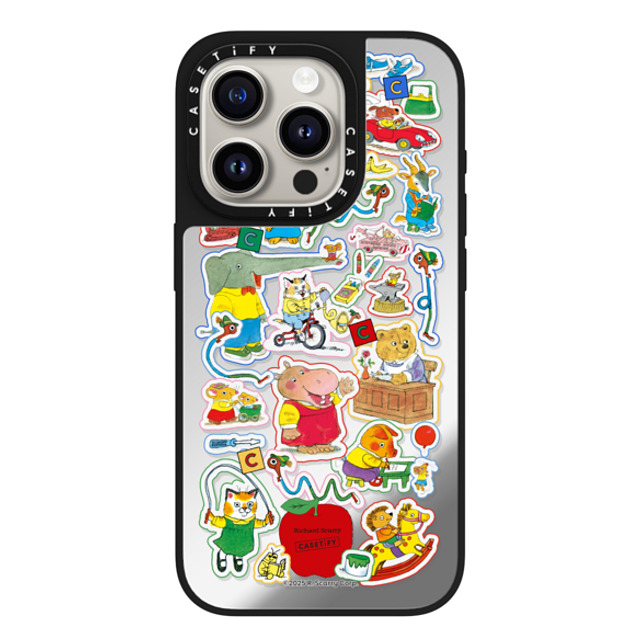 Richard_Scarry x CASETiFY iPhone 15 Pro Case Silver on Black ミラーケース MagSafe対応 Richard Scarry Busy World Sticker Phone Case Richard_Scarry x CASETiFY iPhone 15 Pro Case Silver on Black ミラーケース MagSafe対応 Richard Scarry Busy World Sticker Phone Case