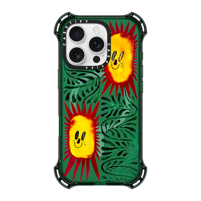 Chow Ciao Chow x CASETiFY iPhone 16 Pro ケース ディープ グリーン バウンスケース Two Sun-criers by Chow Ciao Chow