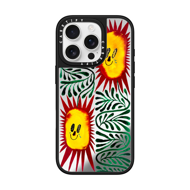 Chow Ciao Chow x CASETiFY iPhone 16 Pro ケース Nature,Fine Art Silver on Black ミラーケース MagSafe対応 Two Sun-criers by Chow Ciao Chow Father's Day Chow Ciao Chow x CASETiFY iPhone 16 Pro ケース Nature,Fine Art Silver on Black ミラーケース MagSafe対応 Two Sun-criers by Chow Ciao Chow Father's Day