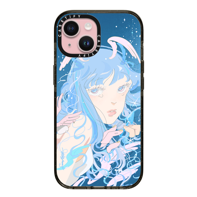 Saitemiss x CASETiFY iPhone 15 ケース ブラック インパクトケース MagSafe対応 CHERUBIM BY SAITEMISS