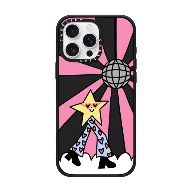 Rosie Pink x CASETiFY iPhone 16 Pro Max ケース Star,Cartoon マットブラック インパクトケース MagSafe対応 Disco Star Girl Back to School Rosie Pink x CASETiFY iPhone 16 Pro Max ケース Star,Cartoon マットブラック インパクトケース MagSafe対応 Disco Star Girl Back to School