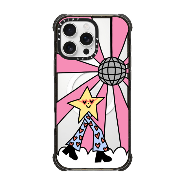 Rosie Pink x CASETiFY iPhone 16 Pro Max ケース Star,Cartoon ブラック ウルトラ インパクトケース MagSafe 対応 Disco Star Girl Back to School Rosie Pink x CASETiFY iPhone 16 Pro Max ケース Star,Cartoon ブラック ウルトラ インパクトケース MagSafe 対応 Disco Star Girl Back to School