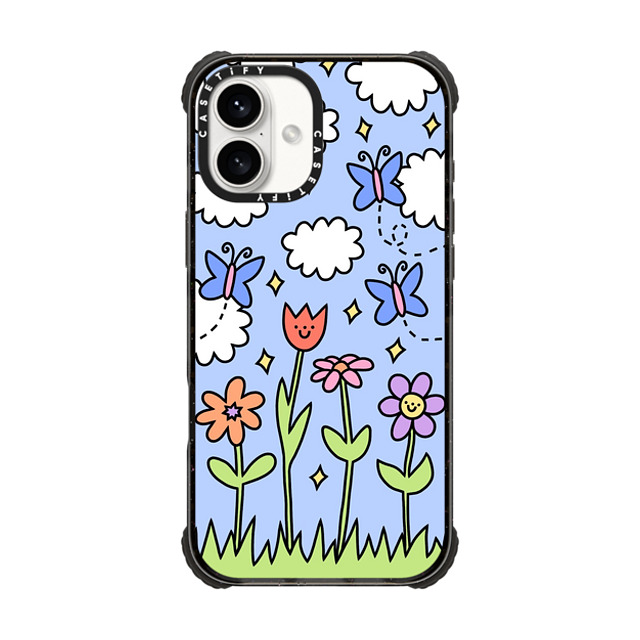 Rosie Pink x CASETiFY iPhone 16 Plus ケース ブラック ウルトラ インパクトケース MagSafe 対応 Blue Skies
