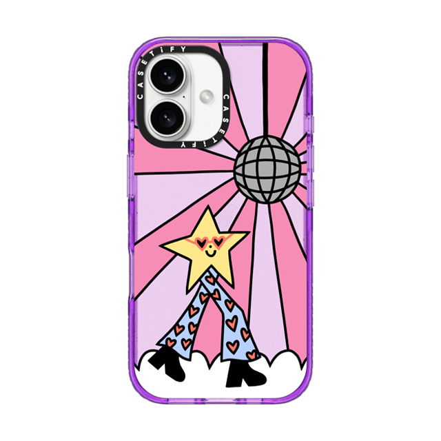 Rosie Pink x CASETiFY iPhone 16 Case パープル Impact Case Disco Star Girl Rosie Pink x CASETiFY iPhone 16 Case パープル Impact Case Disco Star Girl