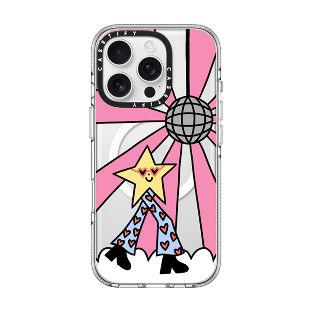 Rosie Pink x CASETiFY iPhone 16 Pro ケース Star,Cartoon クリア クリア ケース MagSafe対応 Disco Star Girl Back to School Rosie Pink x CASETiFY iPhone 16 Pro ケース Star,Cartoon クリア クリア ケース MagSafe対応 Disco Star Girl Back to School