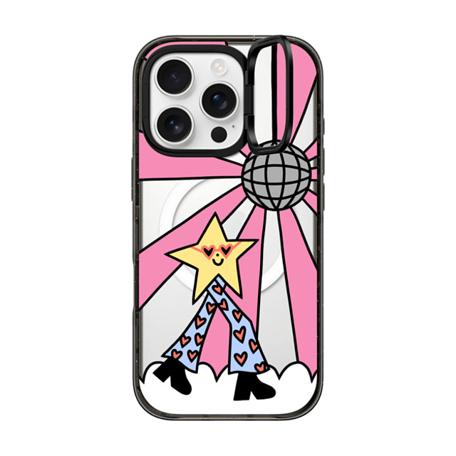 Rosie Pink x CASETiFY iPhone 16 Pro ケース Star,Cartoon ブラック インパクトリングスタンドケース MagSafe対応 Disco Star Girl Back to School Rosie Pink x CASETiFY iPhone 16 Pro ケース Star,Cartoon ブラック インパクトリングスタンドケース MagSafe対応 Disco Star Girl Back to School