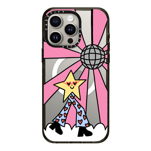 Rosie Pink x CASETiFY iPhone 15 Pro Max ケース Star,Cartoon ブラック インパクトケース MagSafe対応 Disco Star Girl Back to School Rosie Pink x CASETiFY iPhone 15 Pro Max ケース Star,Cartoon ブラック インパクトケース MagSafe対応 Disco Star Girl Back to School