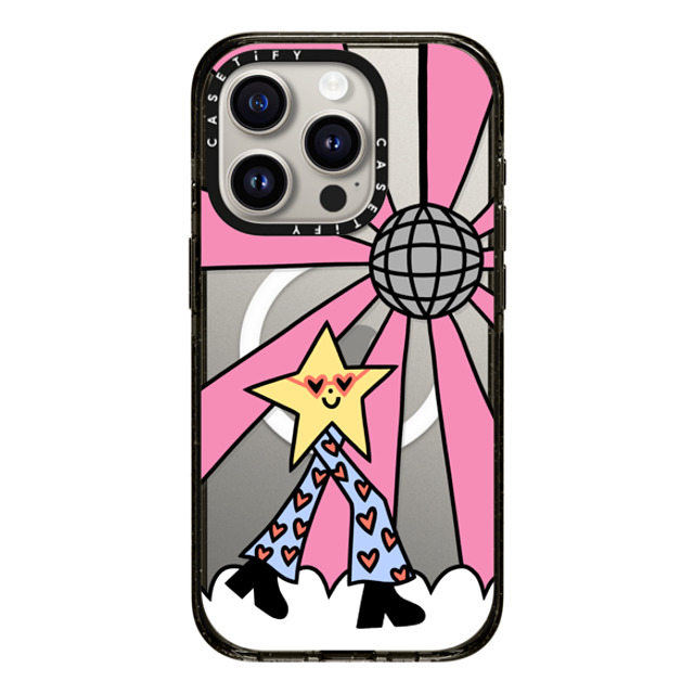 Rosie Pink x CASETiFY iPhone 15 Pro ケース Star,Cartoon ブラック インパクトケース MagSafe対応 Disco Star Girl Back to School Rosie Pink x CASETiFY iPhone 15 Pro ケース Star,Cartoon ブラック インパクトケース MagSafe対応 Disco Star Girl Back to School