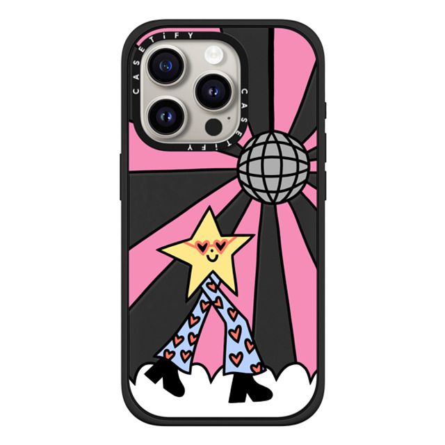 Rosie Pink x CASETiFY iPhone 15 Pro ケース Star,Cartoon マットブラック インパクトケース MagSafe対応 Disco Star Girl Back to School Rosie Pink x CASETiFY iPhone 15 Pro ケース Star,Cartoon マットブラック インパクトケース MagSafe対応 Disco Star Girl Back to School