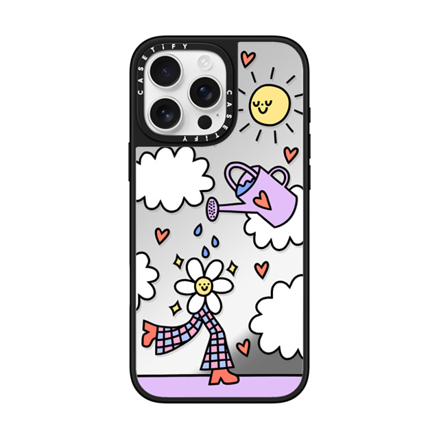 Rosie Pink x CASETiFY iPhone 16 Pro Max ケース Silver on Black ミラーケース MagSafe対応 Growing Every Day