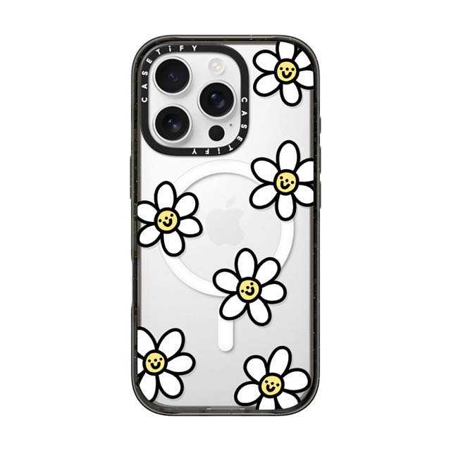 Rosie Pink x CASETiFY iPhone 16 Pro Case Floral,Cartoon Black Impact Case MagSafe Compatible Smiling Daisies Father's Day Rosie Pink x CASETiFY iPhone 16 Pro Case Floral,Cartoon Black Impact Case MagSafe Compatible Smiling Daisies Father's Day