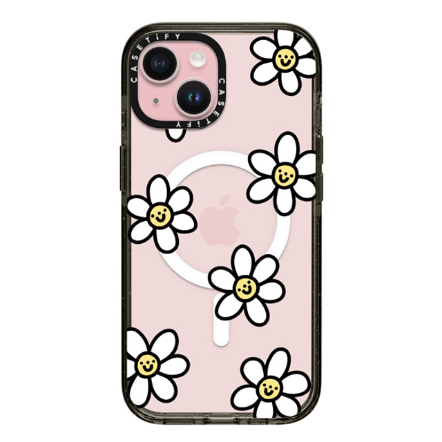 Rosie Pink x CASETiFY iPhone 15 ケース Floral,Cartoon ブラック インパクトケース MagSafe対応 Smiling Daisies Father's Day Rosie Pink x CASETiFY iPhone 15 ケース Floral,Cartoon ブラック インパクトケース MagSafe対応 Smiling Daisies Father's Day
