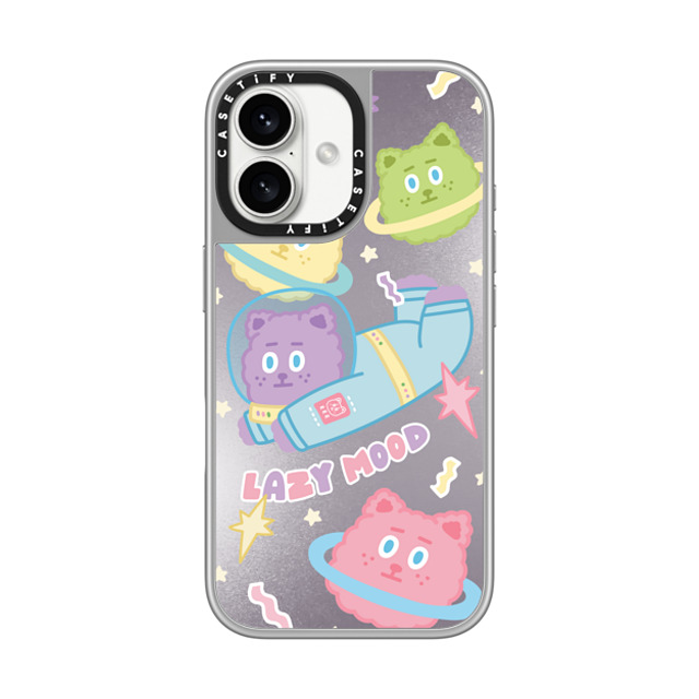Jenny Hua x CASETiFY iPhone 16 Case シルバー (シルバーバンパー) ミラーケース MagSafe対応 Lazy Mood In Lazy Universe Back to School Jenny Hua x CASETiFY iPhone 16 Case シルバー (シルバーバンパー) ミラーケース MagSafe対応 Lazy Mood In Lazy Universe Back to School