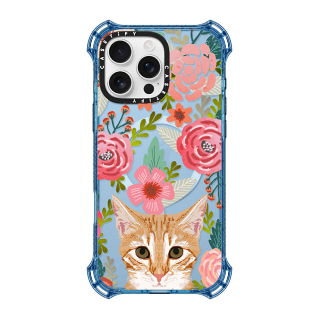 CASETiFY iPhone 16 Pro Max Case ベイビーブルー バウンスケース Cat,Floral Orange Tabby Cat Florals - sweetest orange cat in hand painted watercolor florals design on clear phone case for cat ladies and cat owners CASETiFY iPhone 16 Pro Max Case ベイビーブルー バウンスケース Cat,Floral Orange Tabby Cat Florals - sweetest orange cat in hand painted watercolor florals design on clear phone case for cat ladies and cat owners