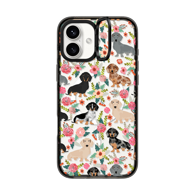 CASETiFY iPhone 16 Plus Case Black インパクトリングスタンドケース MagSafe対応 Dog,Floral Dachshunds mixed coat colors dog breed pet portrait clear cases for dog lovers custom dog breed gifts by pet friendly CASETiFY iPhone 16 Plus Case Black インパクトリングスタンドケース MagSafe対応 Dog,Floral Dachshunds mixed coat colors dog breed pet portrait clear cases for dog lovers custom dog breed gifts by pet friendly