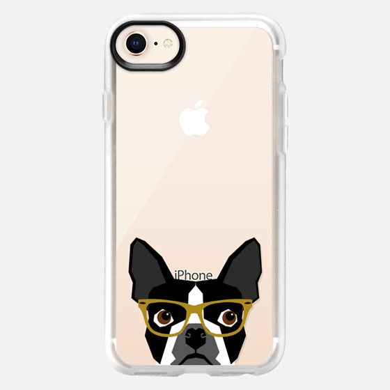 Boston Terrier Hipster Glasses cell phone case for transparent iPhone ...