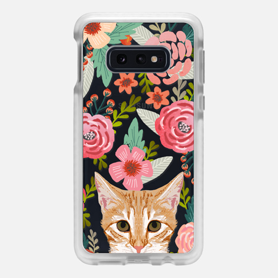 

Samsung Galaxy / LG / HTC / Nexus Phone Case - Orange Tabby Cat Florals - sweetest orange cat in hand painted watercolor florals design on clear phone