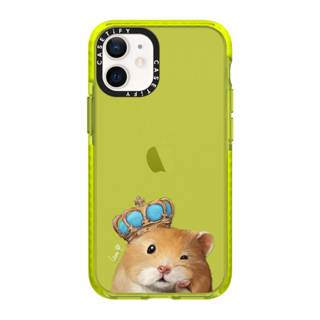 LeonLollipop x CASETiFY iPhone 12 mini ケース ネオン イエロー インパクトケース Gloomie Hamster by LeonLollipop