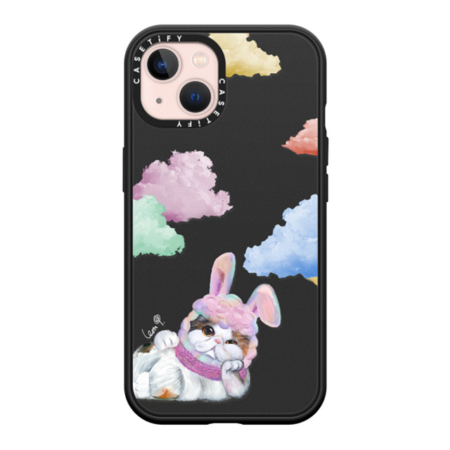 LeonLollipop x CASETiFY iPhone 13 ケース マットブラック インパクトケース MagSafe対応 Gloomie Cat Sky by LeonLollipop