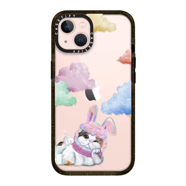 LeonLollipop x CASETiFY iPhone 13 ケース ブラック インパクトケース Gloomie Cat Sky by LeonLollipop