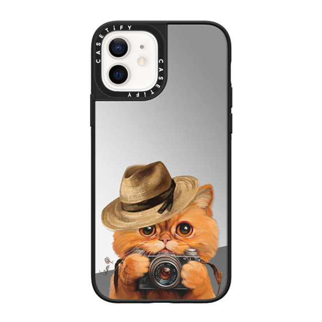 LeonLollipop x CASETiFY iPhone 12 Case Cat,Camera Silver on Black ミラーケース MagSafe対応 Amber Cat by LeonLollipop Mother's Day LeonLollipop x CASETiFY iPhone 12 Case Cat,Camera Silver on Black ミラーケース MagSafe対応 Amber Cat by LeonLollipop Mother's Day
