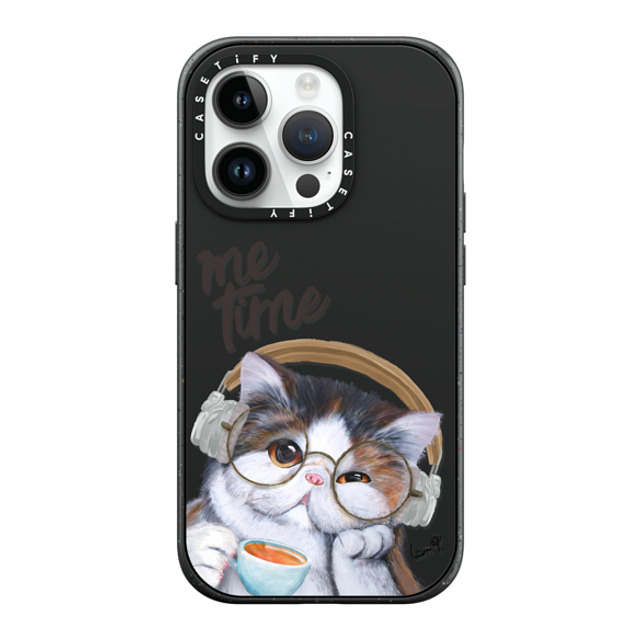 LeonLollipop x CASETiFY iPhone 14 Pro ケース マットブラック インパクトケース MagSafe対応 Gloomie Cat Coffee by LeonLollipop