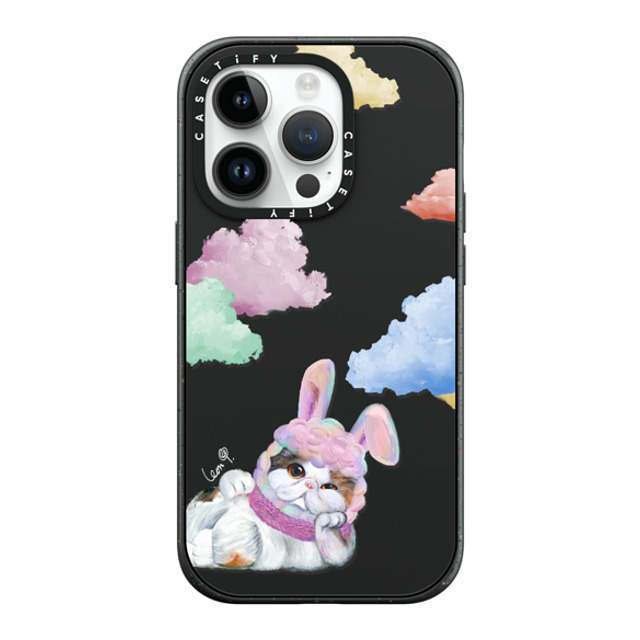 LeonLollipop x CASETiFY iPhone 14 Pro ケース マットブラック インパクトケース MagSafe対応 Gloomie Cat Sky by LeonLollipop