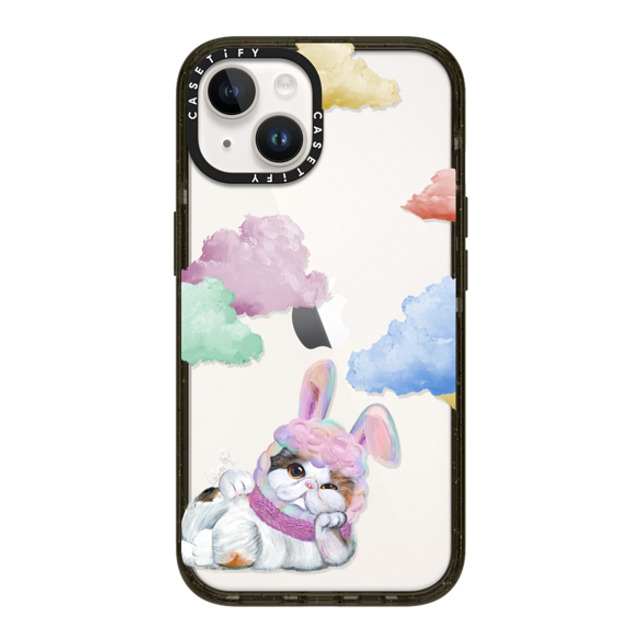 LeonLollipop x CASETiFY iPhone 14 ケース ブラック インパクトケース Gloomie Cat Sky by LeonLollipop