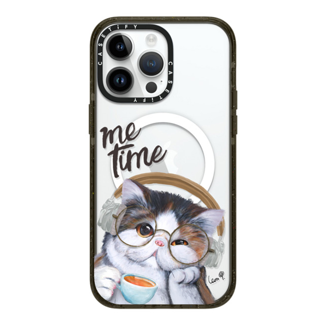 LeonLollipop x CASETiFY iPhone 14 Pro Max ケース ブラック インパクトケース MagSafe対応 Gloomie Cat Coffee by LeonLollipop