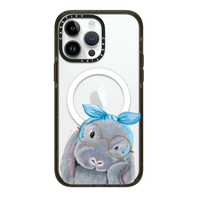 LeonLollipop x CASETiFY iPhone 14 Pro Max ケース ブラック インパクトケース MagSafe対応 Gloomie Bunny by LeonLollipop