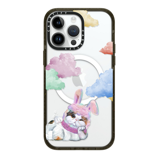 LeonLollipop x CASETiFY iPhone 14 Pro Max ケース ブラック インパクトケース MagSafe対応 Gloomie Cat Sky by LeonLollipop