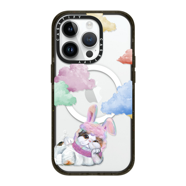 LeonLollipop x CASETiFY iPhone 14 Pro ケース ブラック インパクトケース MagSafe対応 Gloomie Cat Sky by LeonLollipop