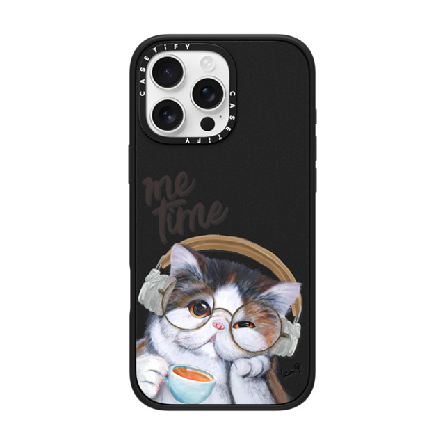 LeonLollipop x CASETiFY iPhone 16 Pro Max ケース マットブラック インパクトケース MagSafe対応 Gloomie Cat Coffee by LeonLollipop