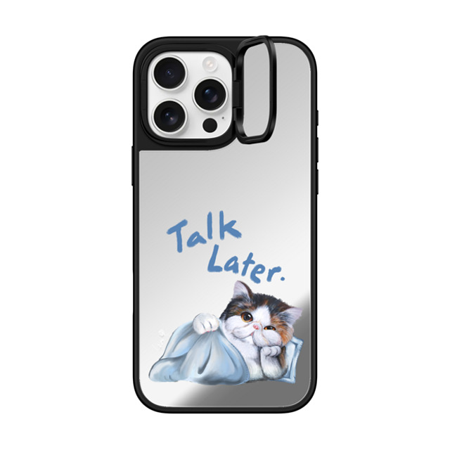 LeonLollipop x CASETiFY iPhone 16 Pro Max Case Silver on Black ミラー リングスタンドケース MagSafe対応 Sleepy Gloomie Cat by LeonLollipop LeonLollipop x CASETiFY iPhone 16 Pro Max Case Silver on Black ミラー リングスタンドケース MagSafe対応 Sleepy Gloomie Cat by LeonLollipop