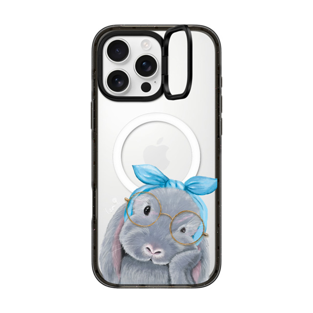 LeonLollipop x CASETiFY iPhone 16 Pro Max ケース ブラック インパクトリングスタンドケース MagSafe対応 Gloomie Bunny by LeonLollipop