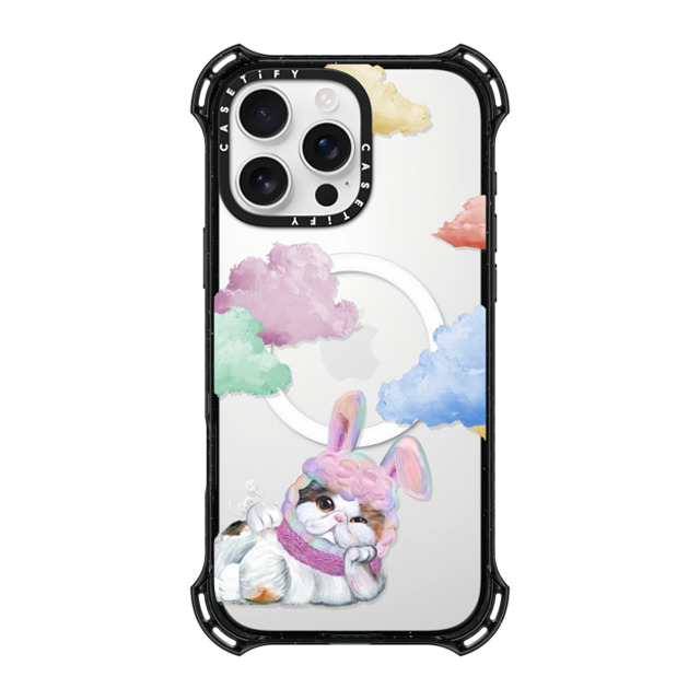 LeonLollipop x CASETiFY iPhone 16 Pro Max ケース ブラック バウンスケース Gloomie Cat Sky by LeonLollipop