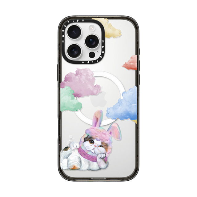 LeonLollipop x CASETiFY iPhone 16 Pro Max ケース ブラック インパクトケース MagSafe対応 Gloomie Cat Sky by LeonLollipop