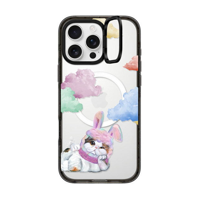 LeonLollipop x CASETiFY iPhone 16 Pro Max ケース ブラック インパクトリングスタンドケース MagSafe対応 Gloomie Cat Sky by LeonLollipop