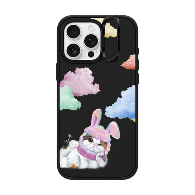 LeonLollipop x CASETiFY iPhone 16 Pro Max ケース マットブラック インパクトリングスタンドケース MagSafe対応 Gloomie Cat Sky by LeonLollipop