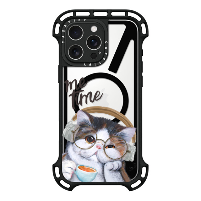 LeonLollipop x CASETiFY iPhone 16 Pro Max ケース ブラック ウルトラ バウンスケース MagSafe対応 Gloomie Cat Coffee by LeonLollipop