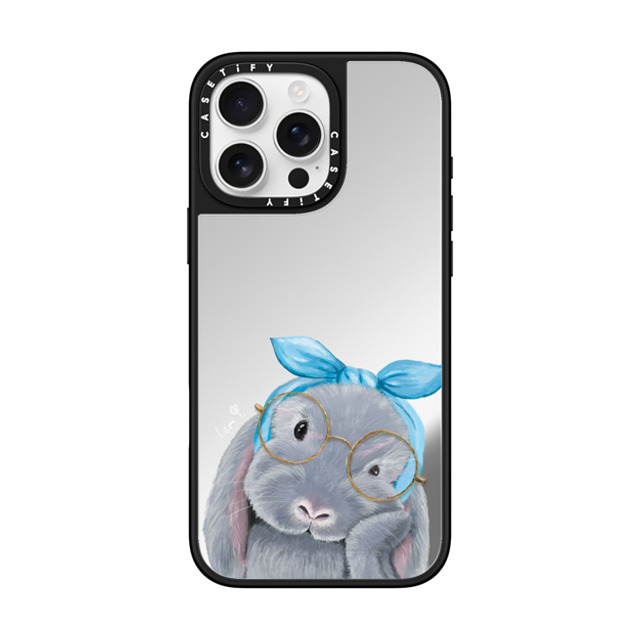 LeonLollipop x CASETiFY iPhone 16 Pro Max ケース Silver on Black ミラーケース MagSafe対応 Gloomie Bunny by LeonLollipop