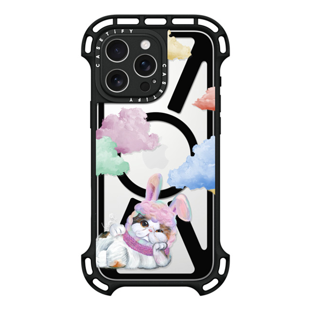 LeonLollipop x CASETiFY iPhone 16 Pro Max ケース ブラック ウルトラ バウンスケース MagSafe対応 Gloomie Cat Sky by LeonLollipop