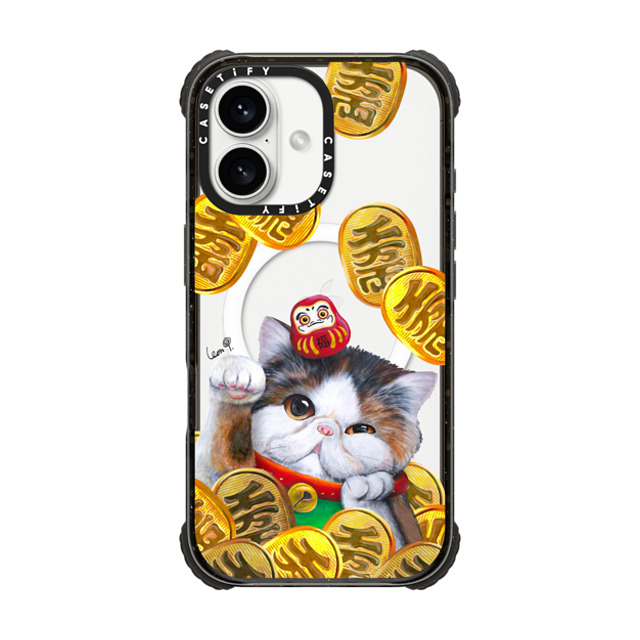LeonLollipop x CASETiFY iPhone 16 ケース ブラック ウルトラ インパクトケース MagSafe 対応 Lucky Gloomie Cat by LeonLollipop