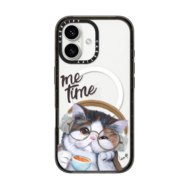 LeonLollipop x CASETiFY iPhone 16 ケース ブラック インパクトケース MagSafe対応 Gloomie Cat Coffee by LeonLollipop